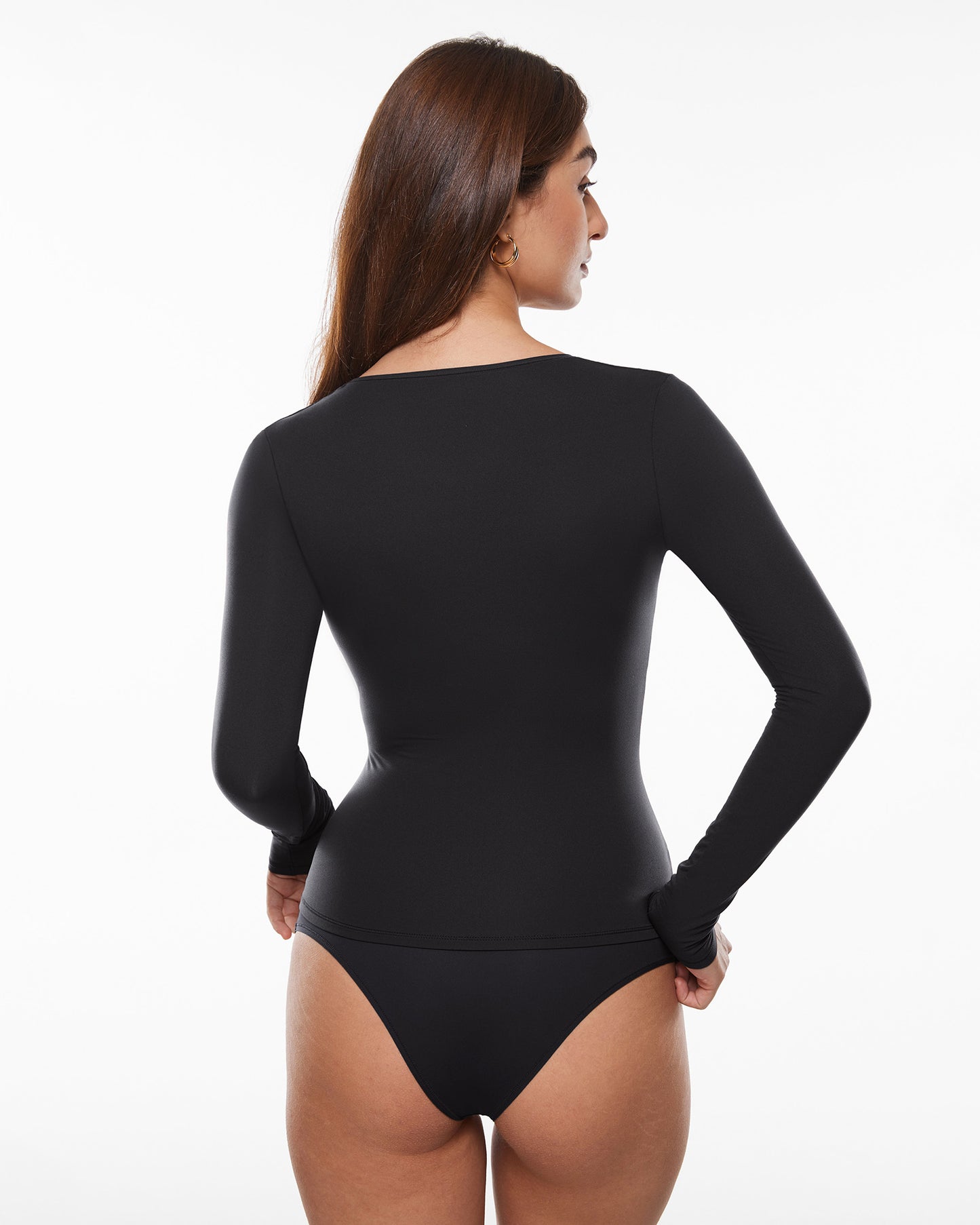 Deep U Neck Long Sleeves Top